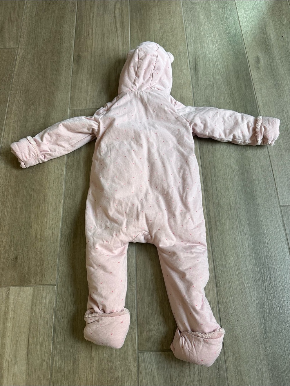GAP Baby Plush Pink Hooded Snowsuit - Picture 4 of 5